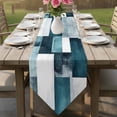 thumbnail image 5 of Bronze Abstract Table Runner 90 Inches Long Modern Rustic Geometric Color Block Plaid Table Runners for Dining Room Tabletop Dresser Scarf Home Party Banquet Wedding Holiday Decoration, 5 of 9