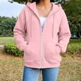 thumbnail image 5 of lcziwo Womens Full Zip Hoodies Athletic Trendy Long Sleeve Jacket with Pockets Solid Color Drawstring Hoodies Fall Winter 2026 Pink,L, 5 of 8