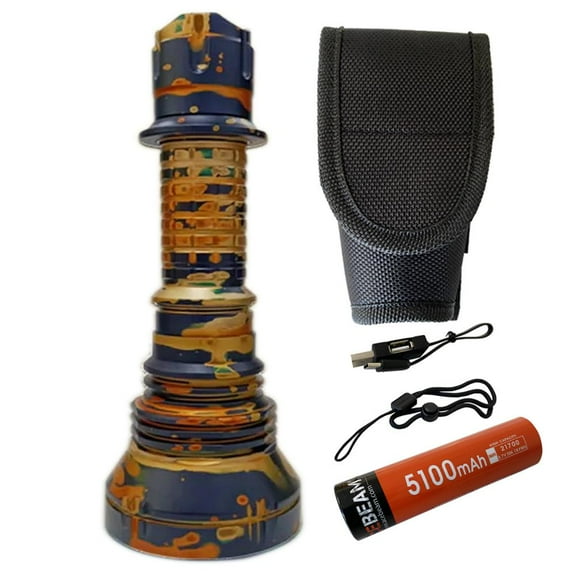 Acebeam L19 CAMO PM1 WHITE LED Flashlight -1650 Lumens 1300 meter throw w/20A 21700 battery - ORANGE CAMO