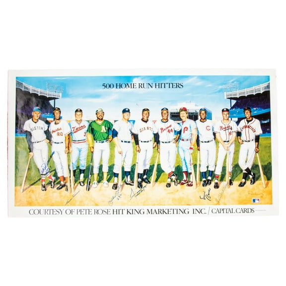 Mickey Mantle Ted Williams Willie Mays Signed 500 Home Run Photo CREASED JSA COA