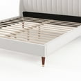 thumbnail image 5 of Beige Low Profile Upholstered Platform Bed with Wingback Headboard, Queen, 5 of 10