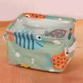 thumbnail image 2 of Weloille Cotton and Linen Fabric Storage Box Storage Basket Portable Storage Basket Desktop Sundries Cosmetics Storage Box (Turbot), 2 of 2