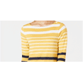 thumbnail image 2 of Charter Club Women's Pima Cotton Button Shoulder Stripe Top Yellow Size XX-Large, 2 of 3