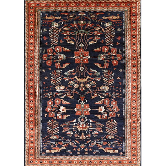 Ahgly Company Machine Washable Indoor Rectangle Industrial Modern Dark Almond Brown Area Rugs, 5' x 8'