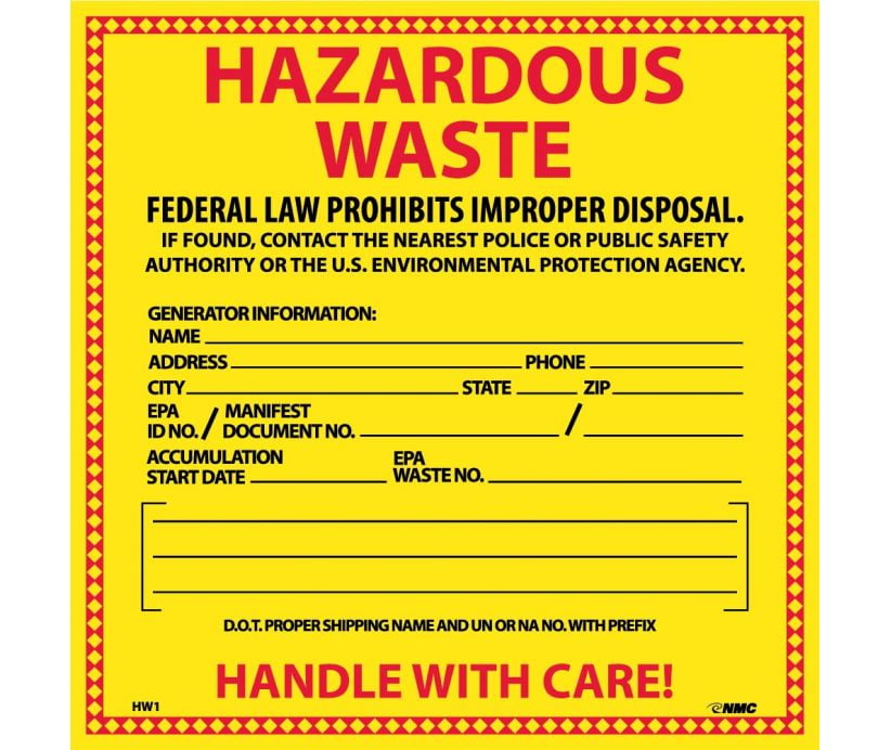 HAZARDOUS WASTE HAZMAT LABEL