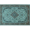 thumbnail image 1 of Ahgly Company Indoor Rectangle Medallion Light Blue Traditional Area Rugs, 6' x 9', 1 of 4