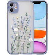 Compatible with iPhone 12 Mini Case 5.4 Inch for Clear Flowers Pattern Frosted PC Back 3D Floral Girls Woman and Soft TPU Shockproof Protective Silicone Slim Case for iPhone 12 Mini-Purple