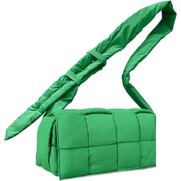 Kukuzhu Woven Bag Women Padded Designer Crossbody Bags Woven Purse Down Shoulder Bags for Women