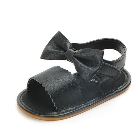 

Girls Sandals Summer Soft Solid Anti Bow Shoes Crib Shoes Girls Beach Shoes Size 6 Months-12 Months