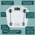 thumbnail image 3 of Digital Bathroom Scale 396 lb/180 kg Clear Glass LCD Display Step-On Tech, 3 of 5