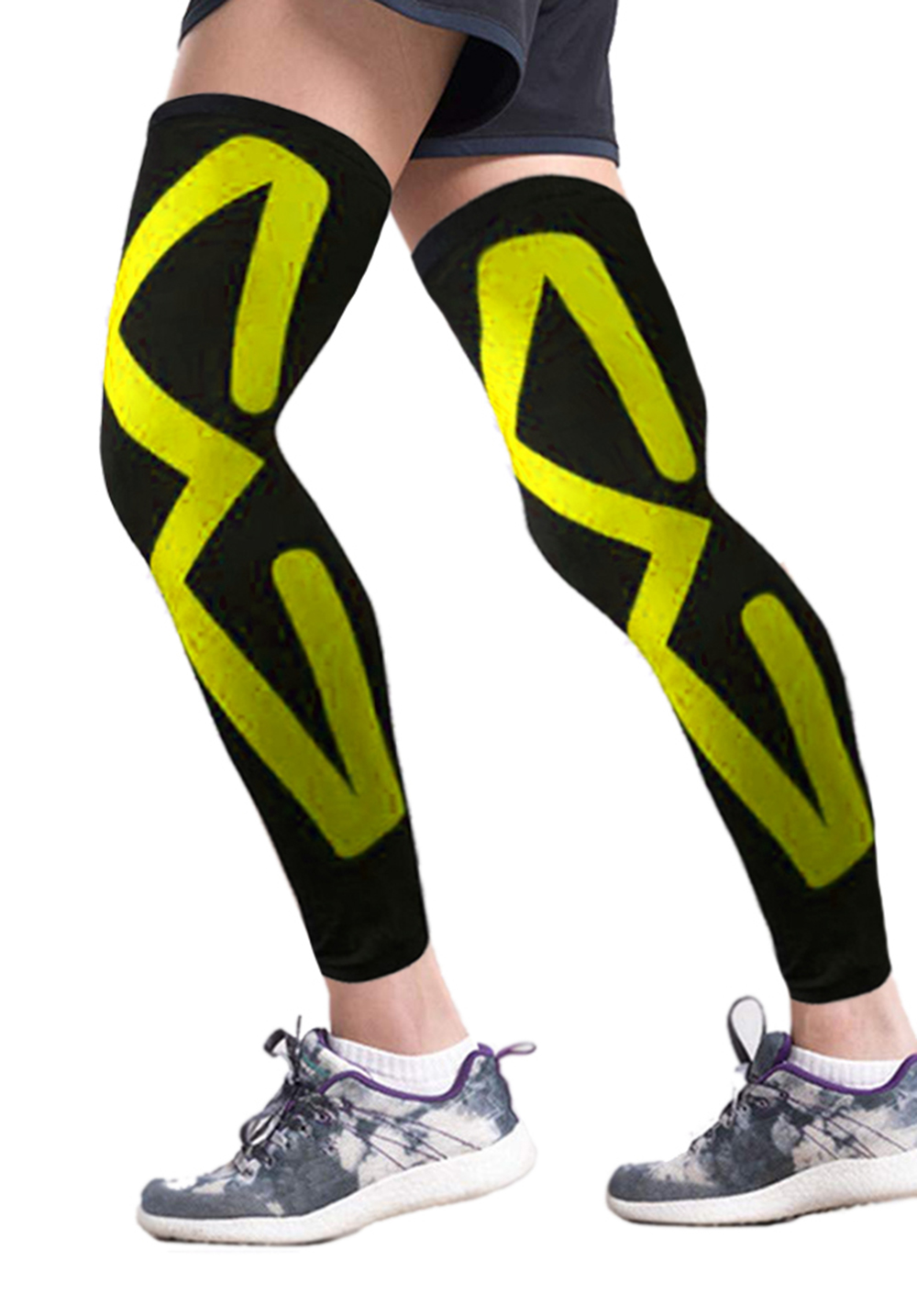 Sports Recovery Compression Full Leg Sleeves (Large, Yellow)