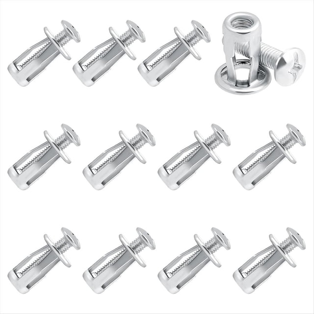 Juego de 12 Tornillos de Anclaje para Puerta Hueca, Fijación de Cavidad Metálica Hueca, Tuercas de M6, Tuercas de Inserción, Tuercas de Pétalo para Tubería de Acero de Pared