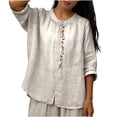 thumbnail image 2 of TaTaai Women's Casual Fashion Embroidered Mid-Sleeve V-Neck Pullover Top Gift, 2 of 8