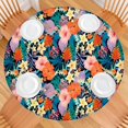 thumbnail image 2 of Pioneer Flower Floral Print Pattern Round Fitted Tablecloth with Elastic Edge,Dining Table Cover Waterproof,Outdoor Round Tablecloth for Camping,Dining,Indoor and Outdoor, 2 of 7