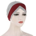 thumbnail image 3 of Women Splicing Model Hat Beading Hat Muslim Ruffle Cancer Chemo Hat Wrap Cap, 3 of 3