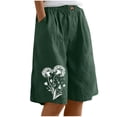 thumbnail image 2 of Cutuoiiu Workout Shorts Women Casual Loose Fit Flower Print Elastic Waist Knee Length Bermuda Shorts with Pockets for Summer and Daily Wear, 2 of 8