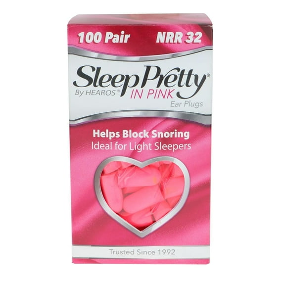 HEAROS Sleep Pretty in Pink Foam Ear Plugs, Noise Reducing Ear Plugs for Restful Sleep, 100 pairs