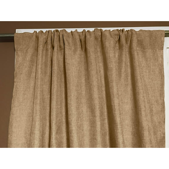 Faux Burlap Texture Polyester Solid Single Curtain Panel 58 Inch Wide Light Gold