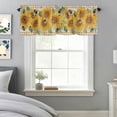 thumbnail image 3 of Curtain Valance for Windows, Watercolor Farm Sunflowers Leaves Kitchen Valances Rod Pocket Short Curtains, Retro Yellow Plaid Lattice Window Valance for Bedroom Bathroom Living room 60x14in, 3 of 9
