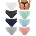 thumbnail image 2 of Deago 7 Pack Womens Thongs Underwear Cotton V String Breathable Low Rise Hipster Panties Sexy S-XL, 2 of 9