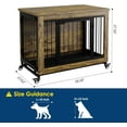 thumbnail image 2 of Dog Crate Furniture with Wheels, 38.6 Inch Heavy Duty Indoor Dog Kennel and Side Table for Small Medium Dogs, with 3 Doors and Removable Tray, Rustic Wood, 2 of 7