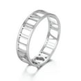 thumbnail image 3 of Roman Numerals Hollow Out Stainless Steel Statement Band Ring Fashion Jewelry, 3 of 9
