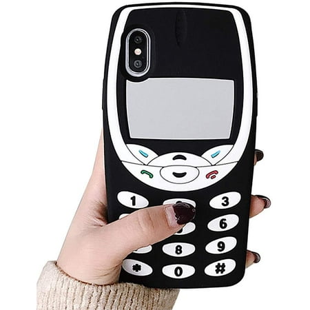 3D Retro Phone Case Compatible with iPhone X/iPhone Xs, Classic Creative Cartoon, Soft Rubber Bumper Cover Cool Fun Protective Case (Black, iPhone X/Xs)