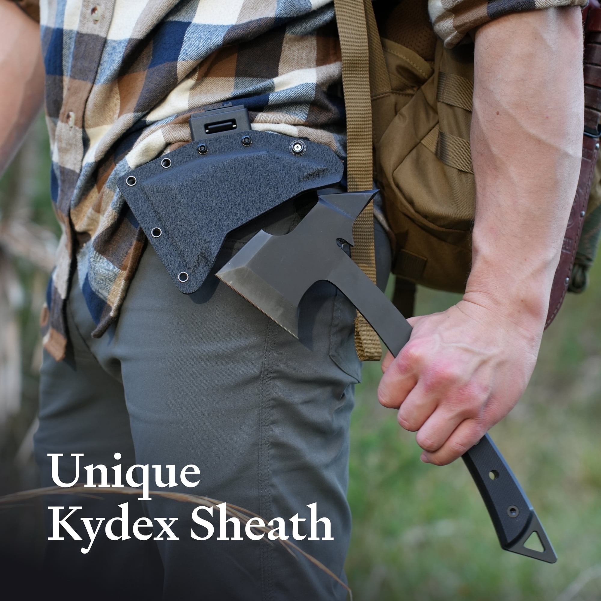 Kova Black Thorn Hatchet - Stainless Steel, 14" Overall Length, 6.8" Blade, G10 Handle - Lightweight & Durable, Ideal for Camping, Survival, and Outdoor Adventure