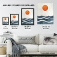 thumbnail image 3 of Artery8 Minimalist Large Sunset Sun Over Ocean Waves Bathroom Toilet Art Print Framed Poster Wall Decor 12x16 inch, 3 of 3