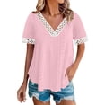 thumbnail image 2 of LVHAOGJOB Tees for Women Loose Short Sleeve Shirts Daily V Neck Solid Color Ladies Tops, 2 of 6