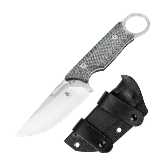 Kizer Fixed Blade Knife Cabox 3.38" D2 Steel Blade Black Handle Pocket Knives 1048A1