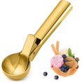 thumbnail image 1 of 1 piece stainless steel ice cream scoop, metal ice cream scoop with trigger, suitable for frozen yogurt, ice cream (gold), 1 of 4