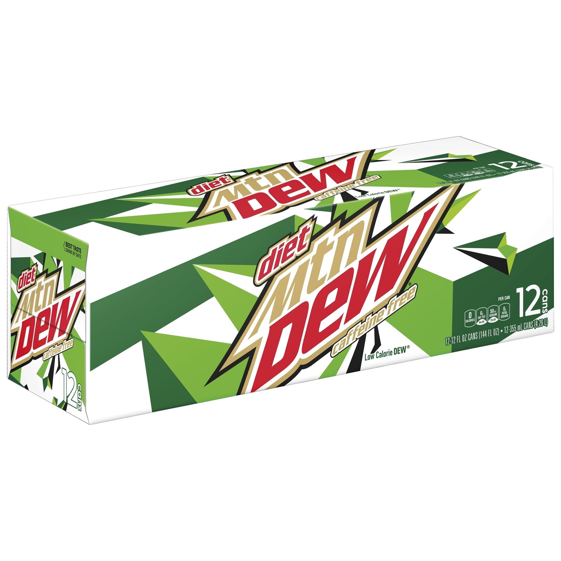 Caffeine Free Diet Mountain Dew Citrus Soda Pop, 12 oz, 12 Pack Cans