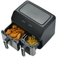 TRU 9 Quart Dual Basket Digital AIR FRYER, Black and Stainless