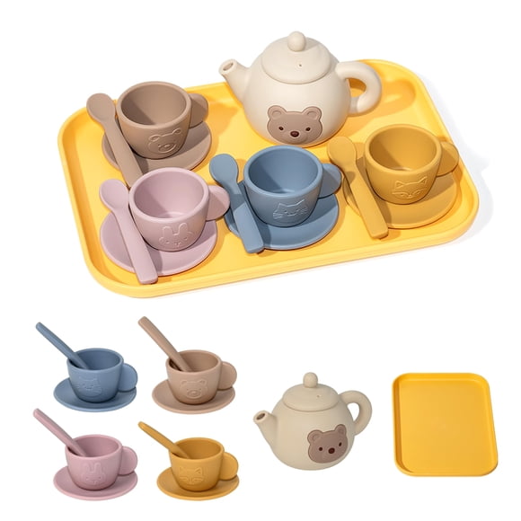 Set de fiesta de té air2yun de silicona, 15 unidades, para niños de 3 a 6 años