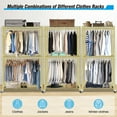 thumbnail image 6 of Adnoom 3 Tiers Heavy Duty Clothes Rack, Free-Standing Double Rods Clothing Closet Rack for Hanging Clothes, Garment Rack with Lockable Wheels & 2 Side Hooks, Gold, 46.8" x 17.6" x 80", 6 of 7