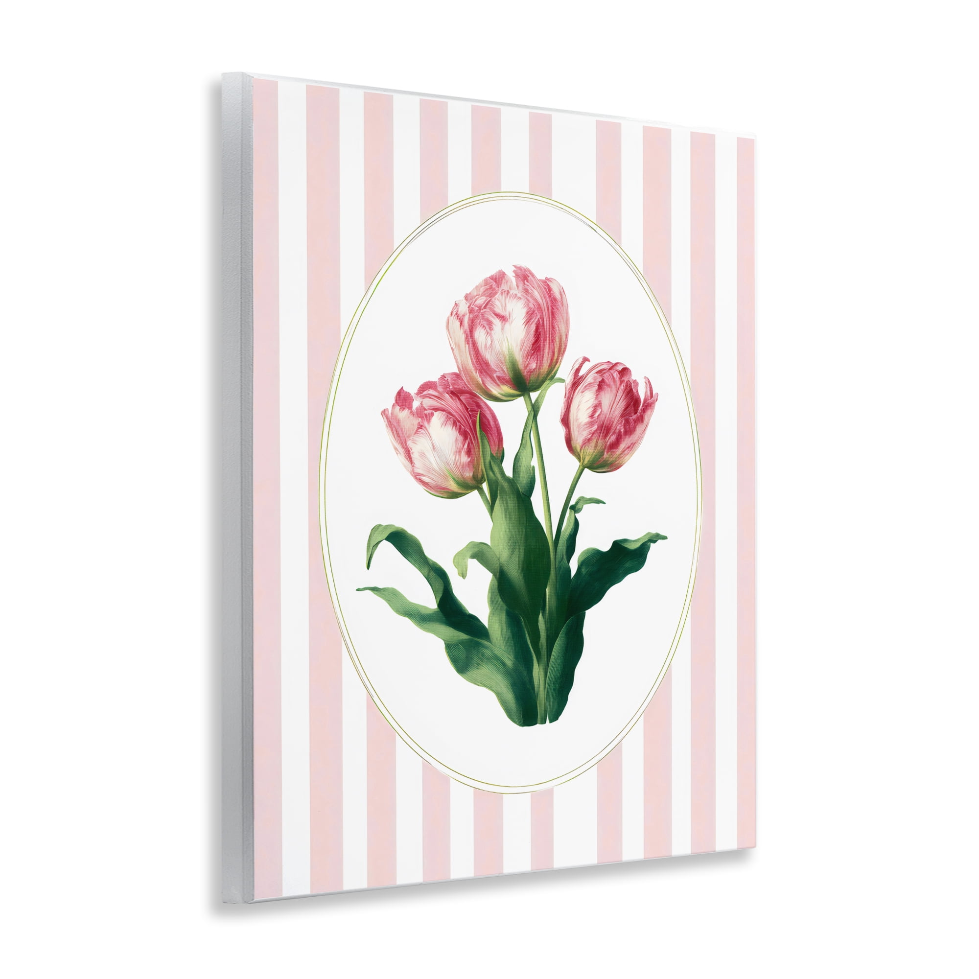 Stupell Industries Spring Tulips on Stripes Wall Plaque Art, design by Ink Drop Loft