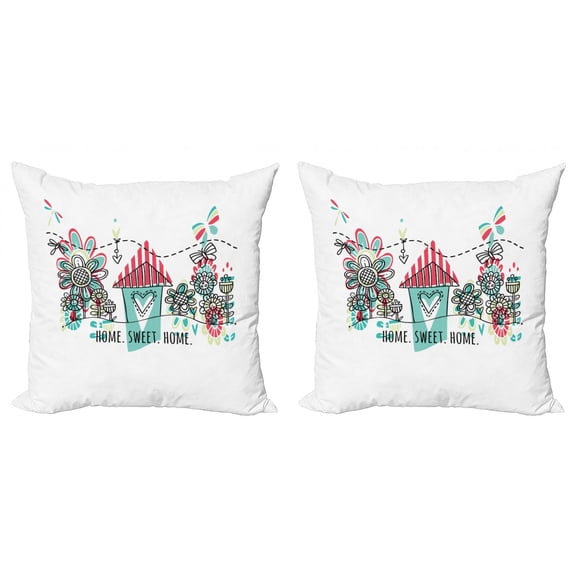 Ambesonne Saying Throw Pillow Cover 2 Pack, House Heart Shape, 24", Multicolor
