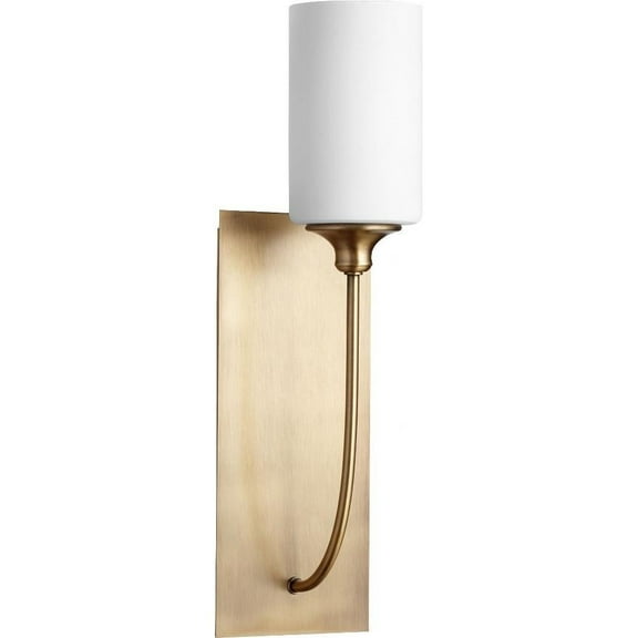 1 Light Rectangular Wall Mount with Satin Opal Glass-18.5 inches H By 5.25 inches W-Aged Brass Finish Bailey Street Home 183-Bel-2534608