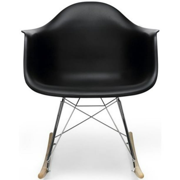 2xhome Black Mid Century Modern Molded, Black Rocking Chair Nursery