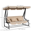 thumbnail image 3 of Outsunny 3-Seat Outdoor Patio Swing Chair with Canopy, Light Brown, 3 of 10