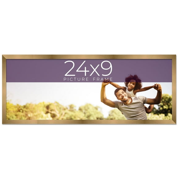 24x9 Frame Gold Bronze Solid Wood Picture Frame Width 0.75 Inches | Interior Frame Depth 0.5 Inches