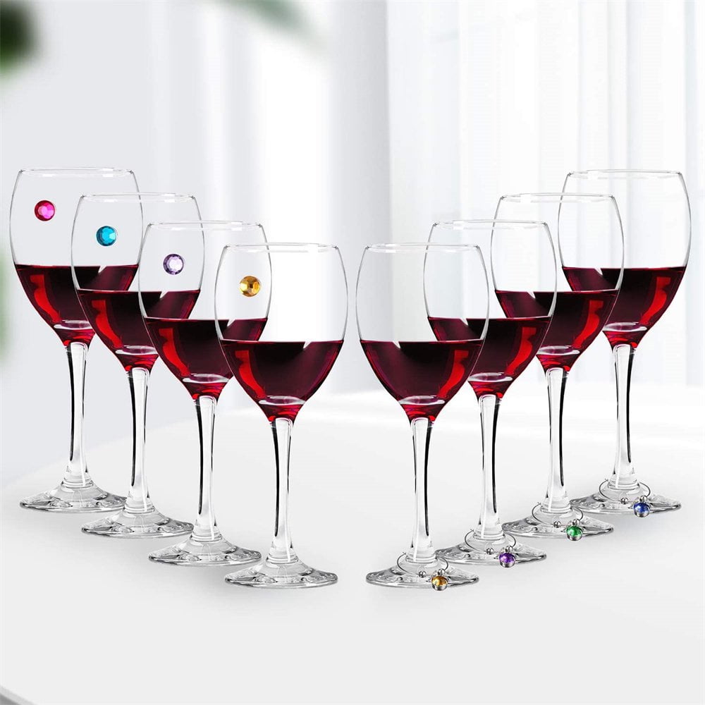 Marqueurs Magnétiques Pour Verres à Vin – Lot De 24 Breloques En Cristal Coloré, Pour Identifier Les Boissons En Fête