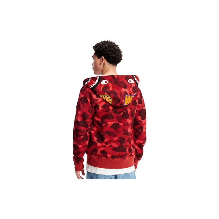 BAPE Men's Color Camo Shark Full Zip Hoodie Red, from StockX