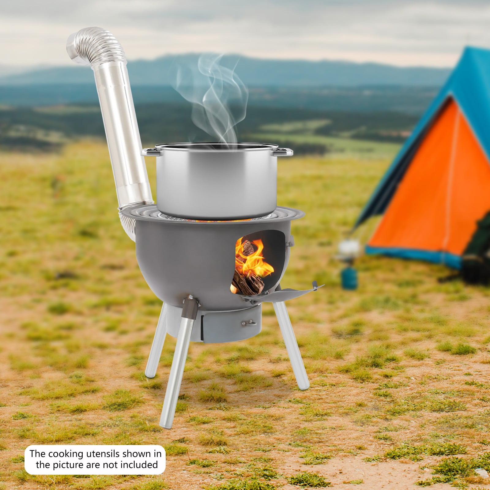 TFCFL Multifunction Wood Burning Stove Portable Camping Firewood Stove Charcoal Stove with Grill Rack