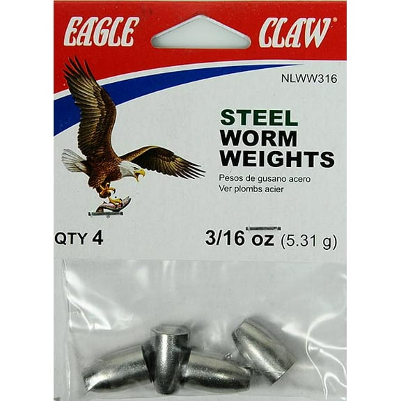 Eagle Claw Fishing, NLWW316, Steel Worm Weight 3/16 oz. Qty 4