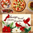 thumbnail image 2 of JOOCAR Always Loved Never Forgotten Cardinal and Poinsettia Linen Table Mats Set of 4 for Home Kitchen Table Decor 12x18 inch, 2 of 5