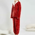 thumbnail image 5 of Hvyesh Fuzzy Pajamas Set for Women Winter Warm Fluffy Loungewear Soft Fleece Pj Pants 2 Piece Plush Sleepwear Lounge Tops Red, 5 of 7