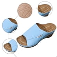thumbnail image 5 of Rokment Womens Orthopedic High Heels Dressy Sandals Comfortable Arch Support Wedge Heeled Slip on Fashion Casual Leather Open Toe Platform Wedge Walking Dress Slides Summer Shoes Sky Blue Size 6.5, 5 of 7