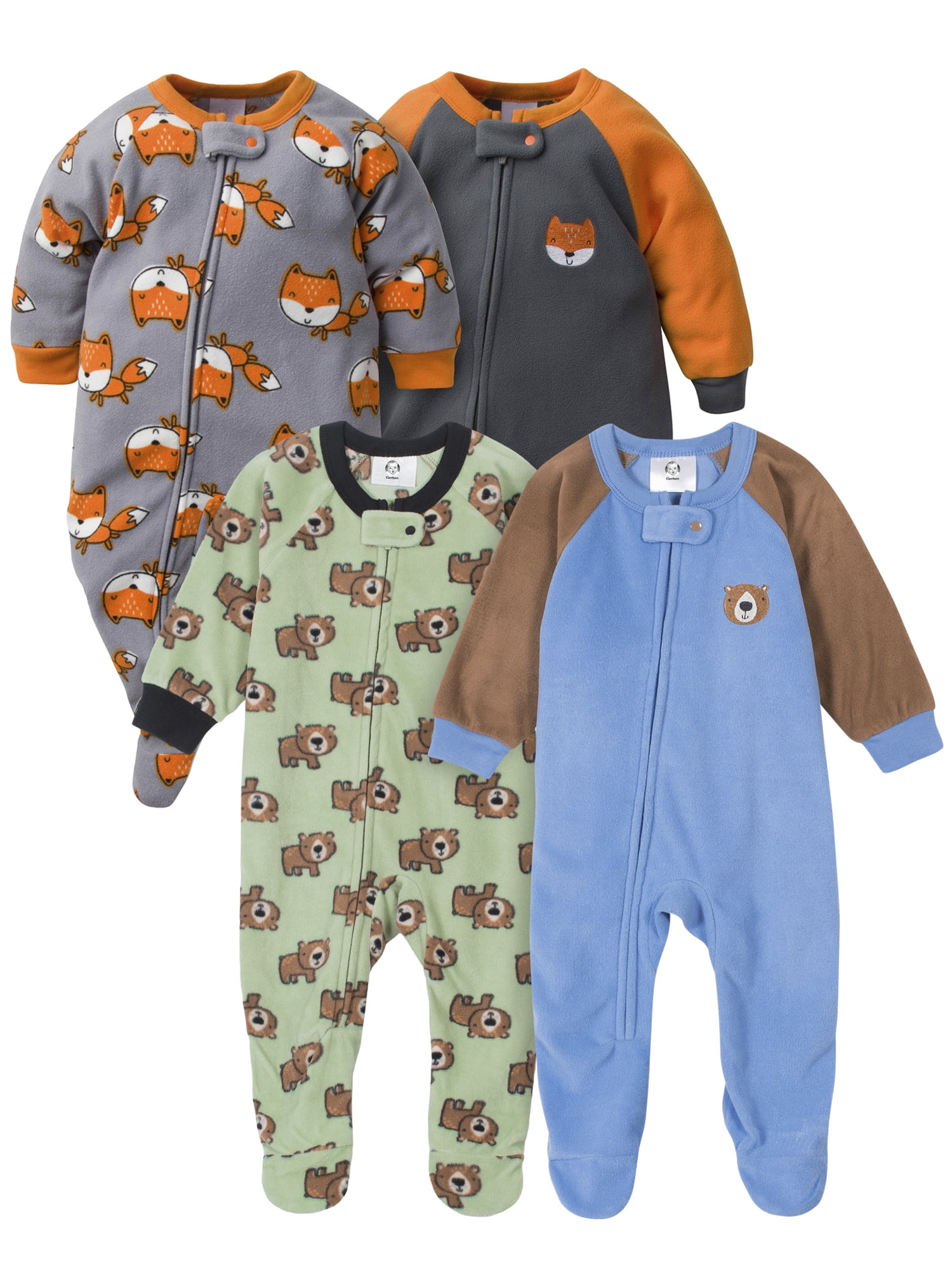 Gerber Baby & Toddler Boys Microfleece Blanket Sleeper Pajamas, 4Pack